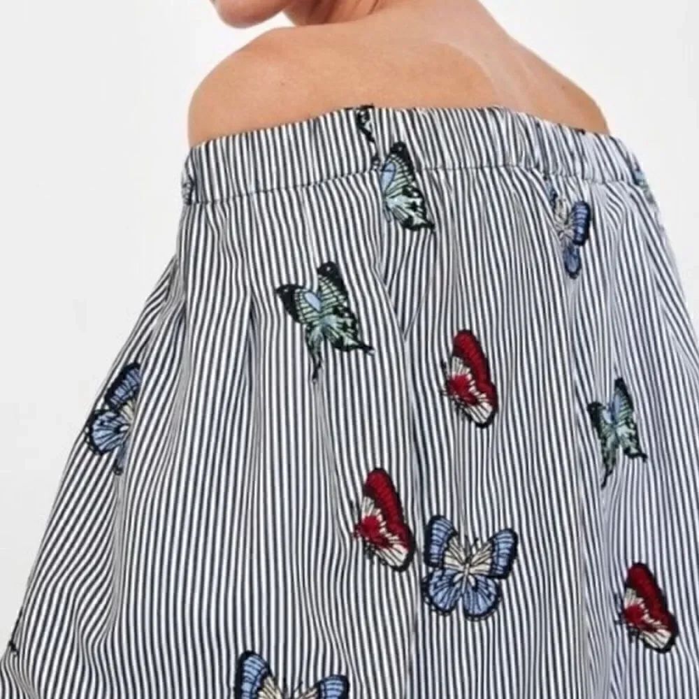 Zara Embroidered Butterfly Off The Shoulder - Picture 2 of 5